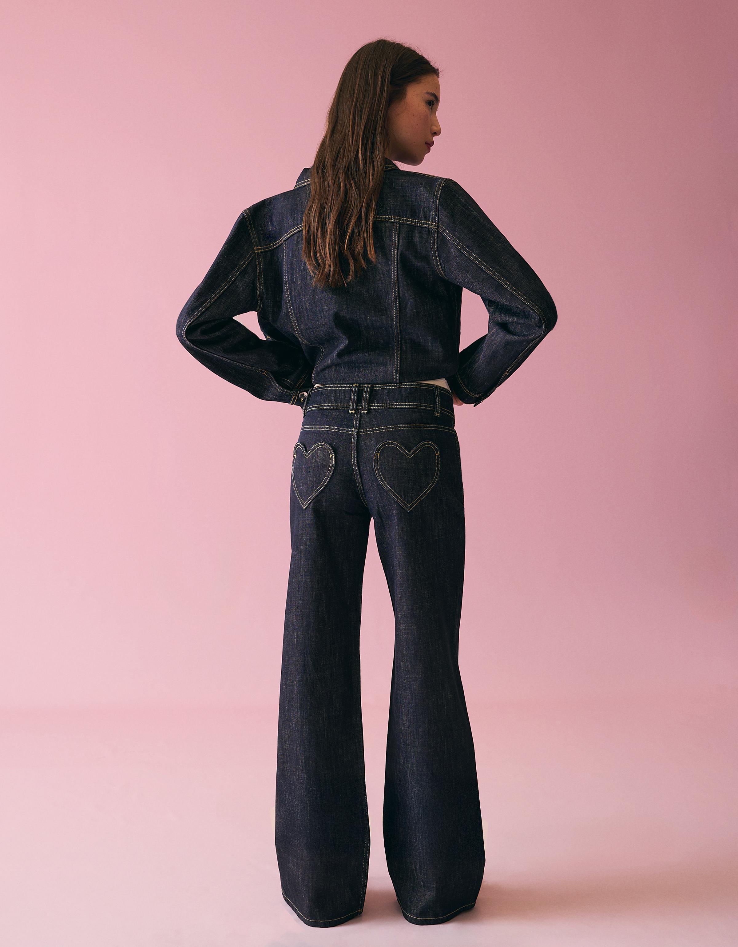 İşlemeli düşük bel baggy fit jean - Görsel 4