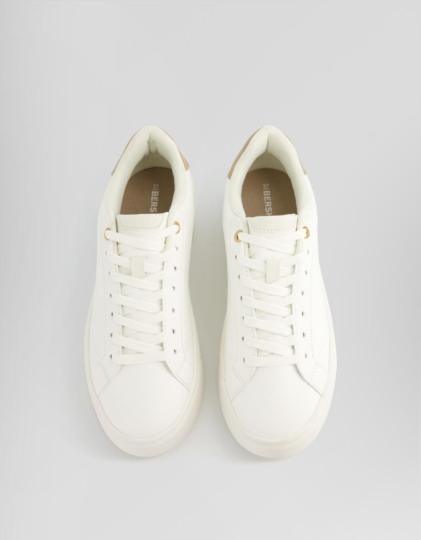 Platform trainers with heel detail-WHITE