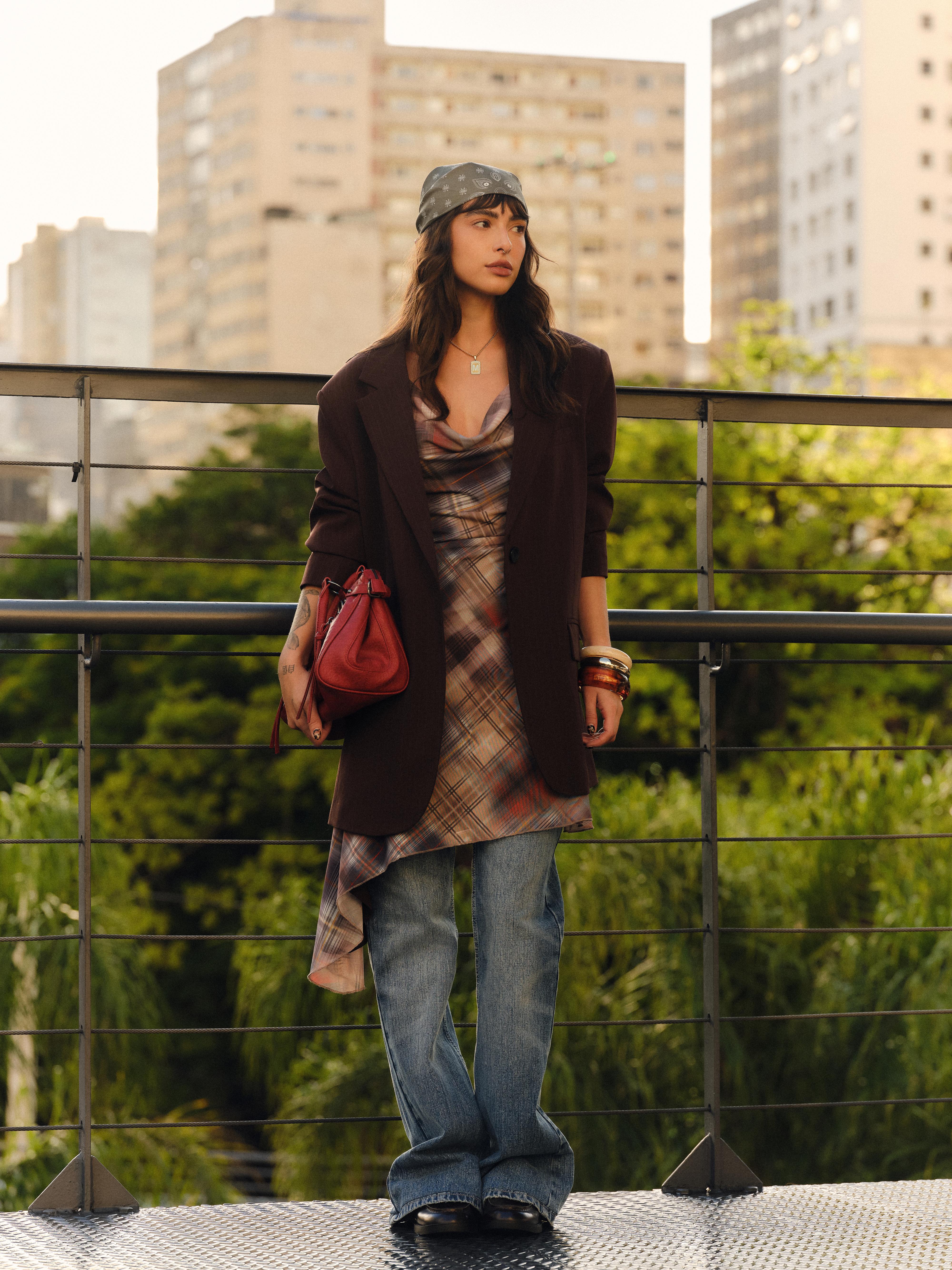 Striped crossover blazer