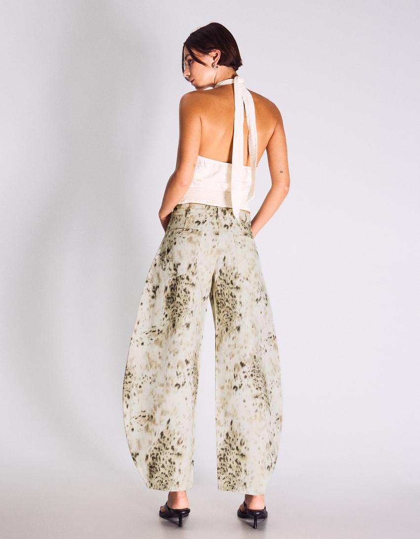 Pantalón barrel print-Multicolor