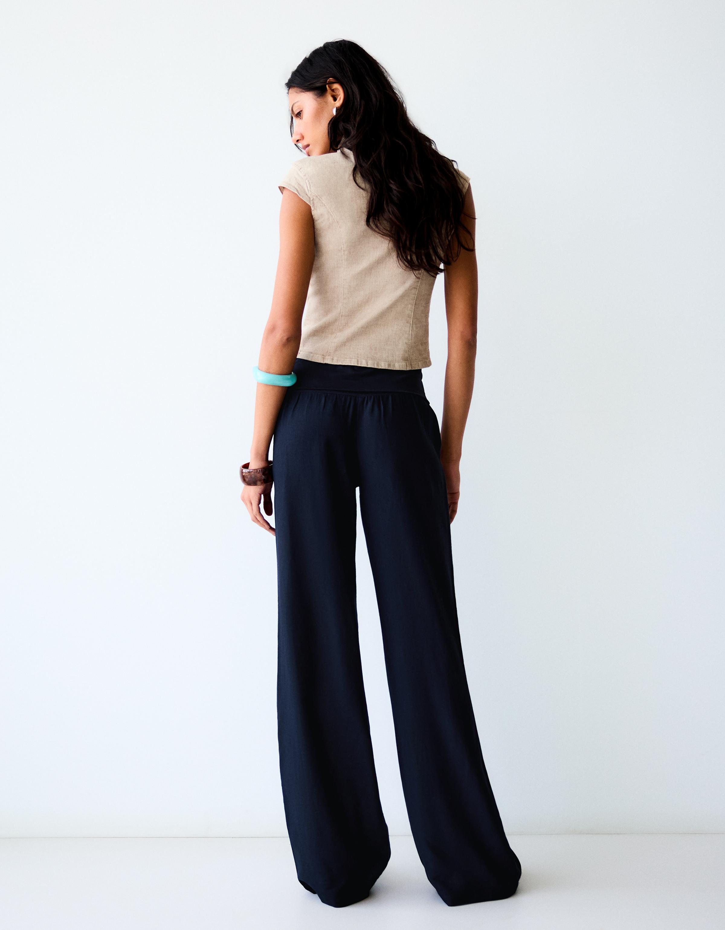 Turn-up waist trousers — Navy