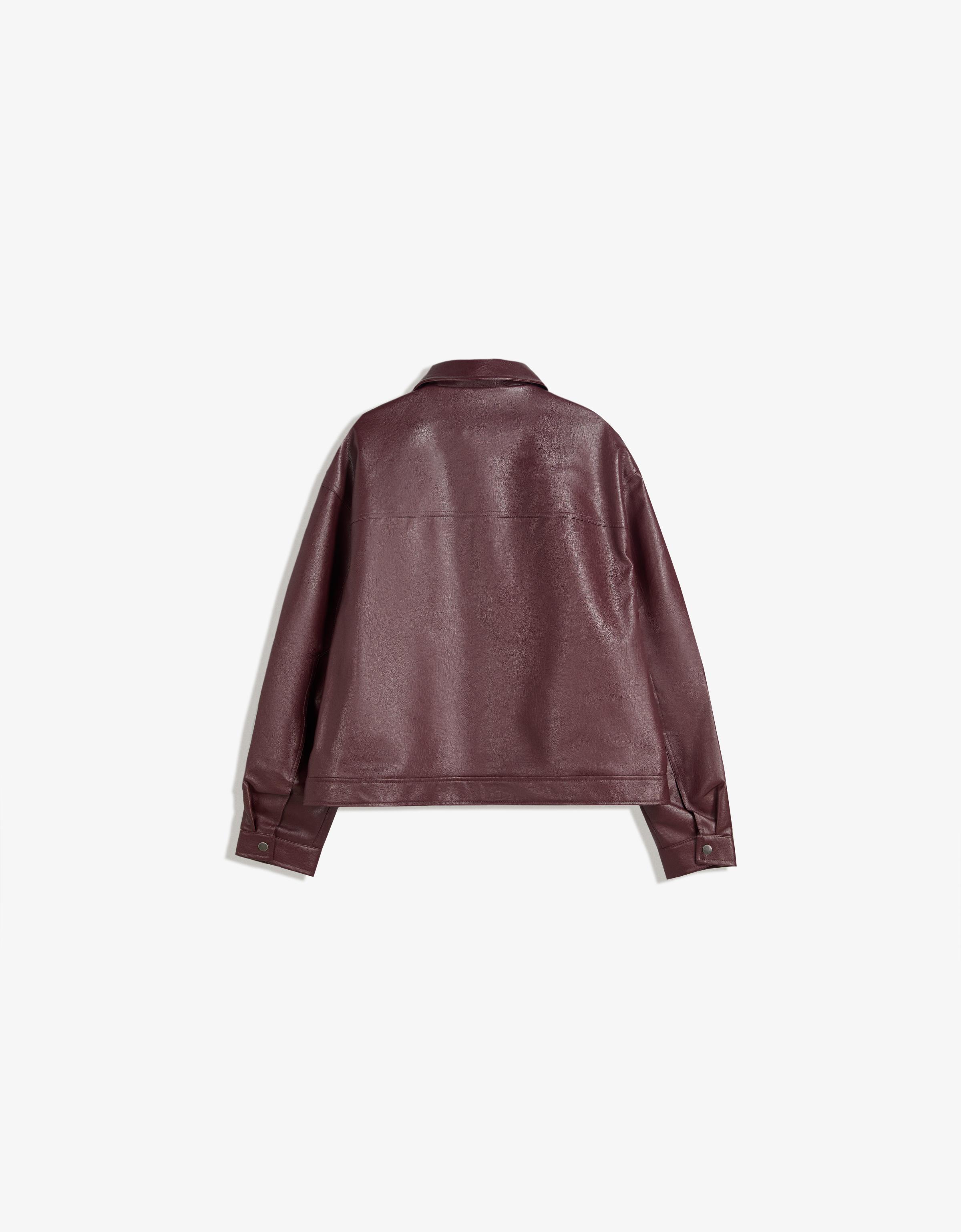 Bershka Suni deri boxy fit ceket görsel 7