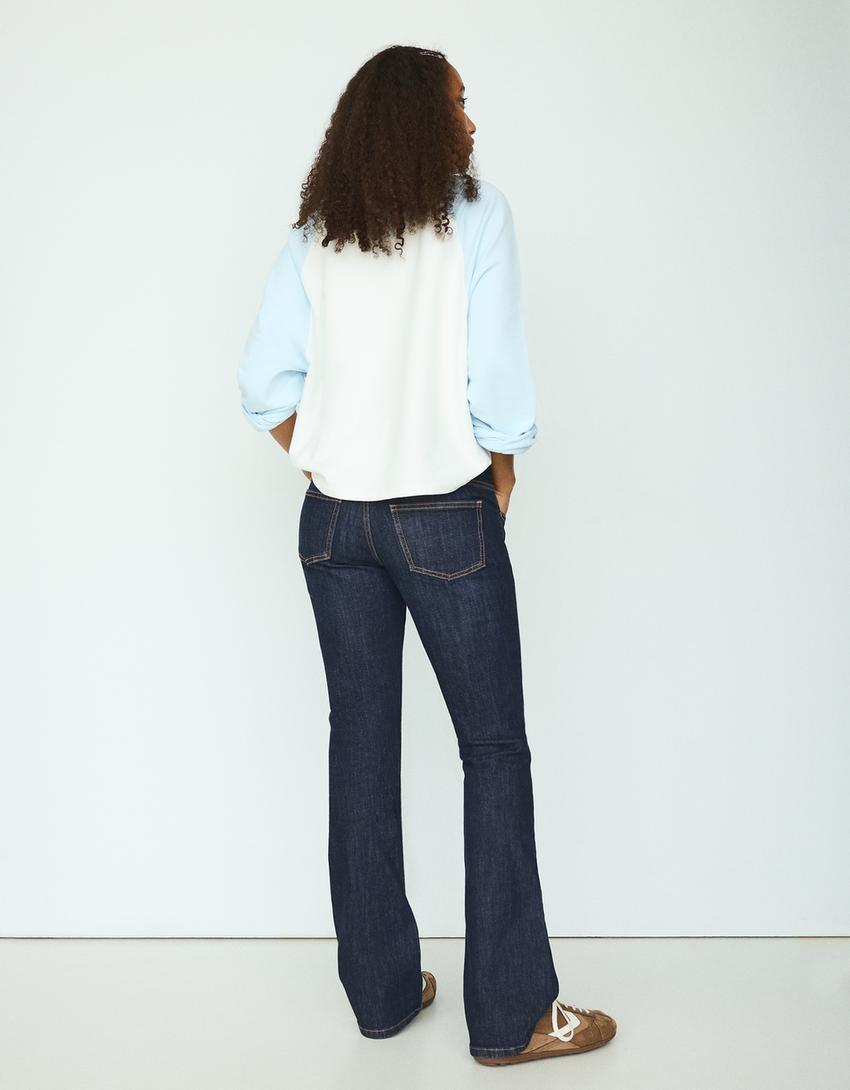 Düşük bel bootcut slim fit jean-Mavi