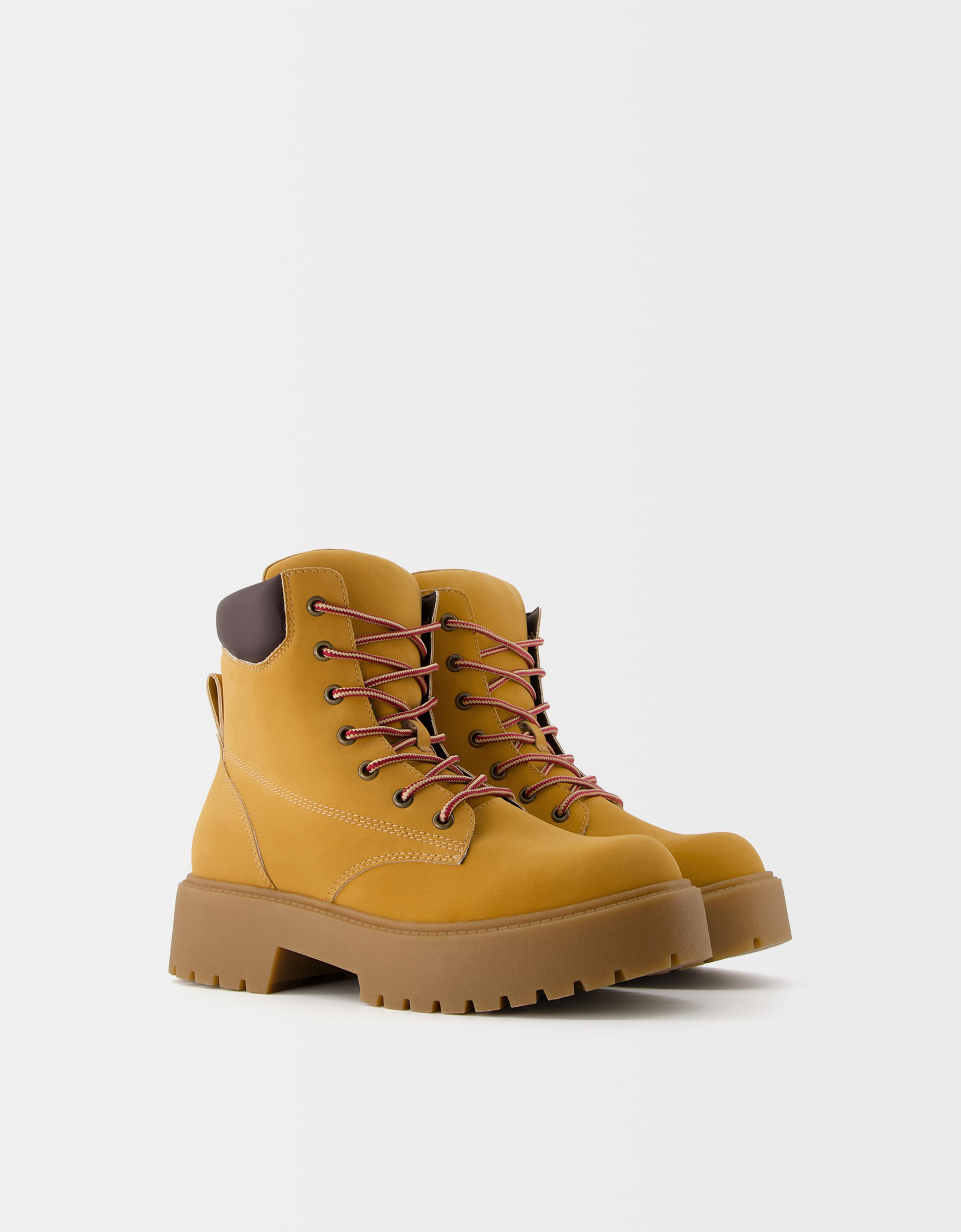 Bershka Bergstiefel Mit Schnürverschluss Damen 41 Camel