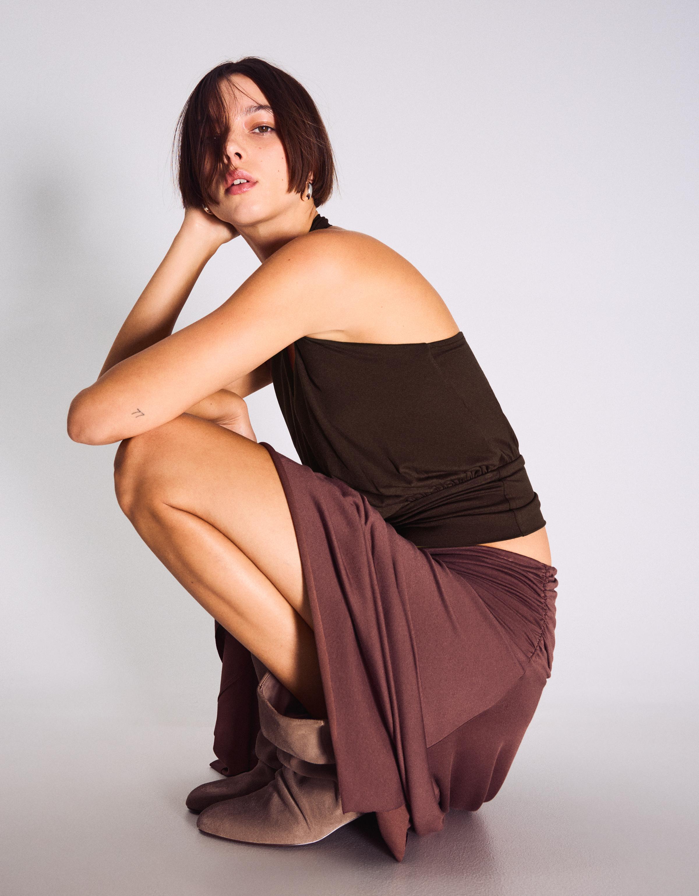 Kruvaze büzgülü peplum top - Görsel 58