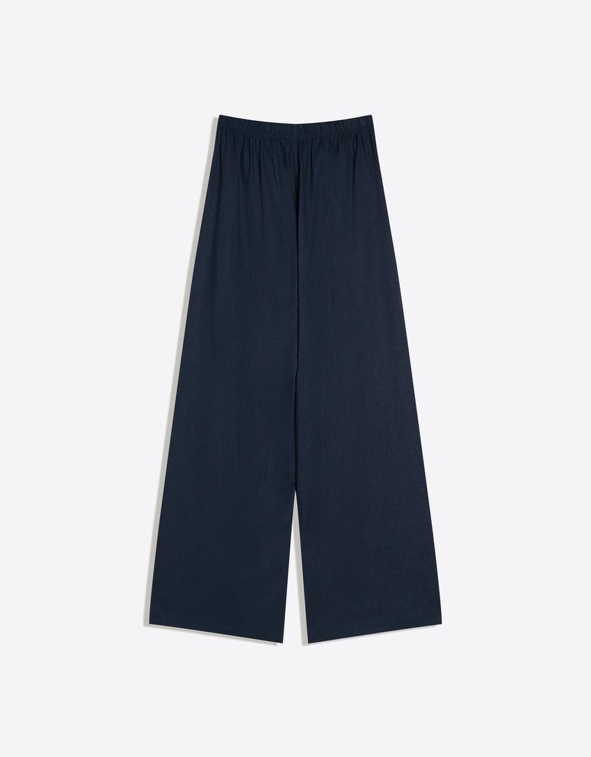Elasticated waist trousers-Blue