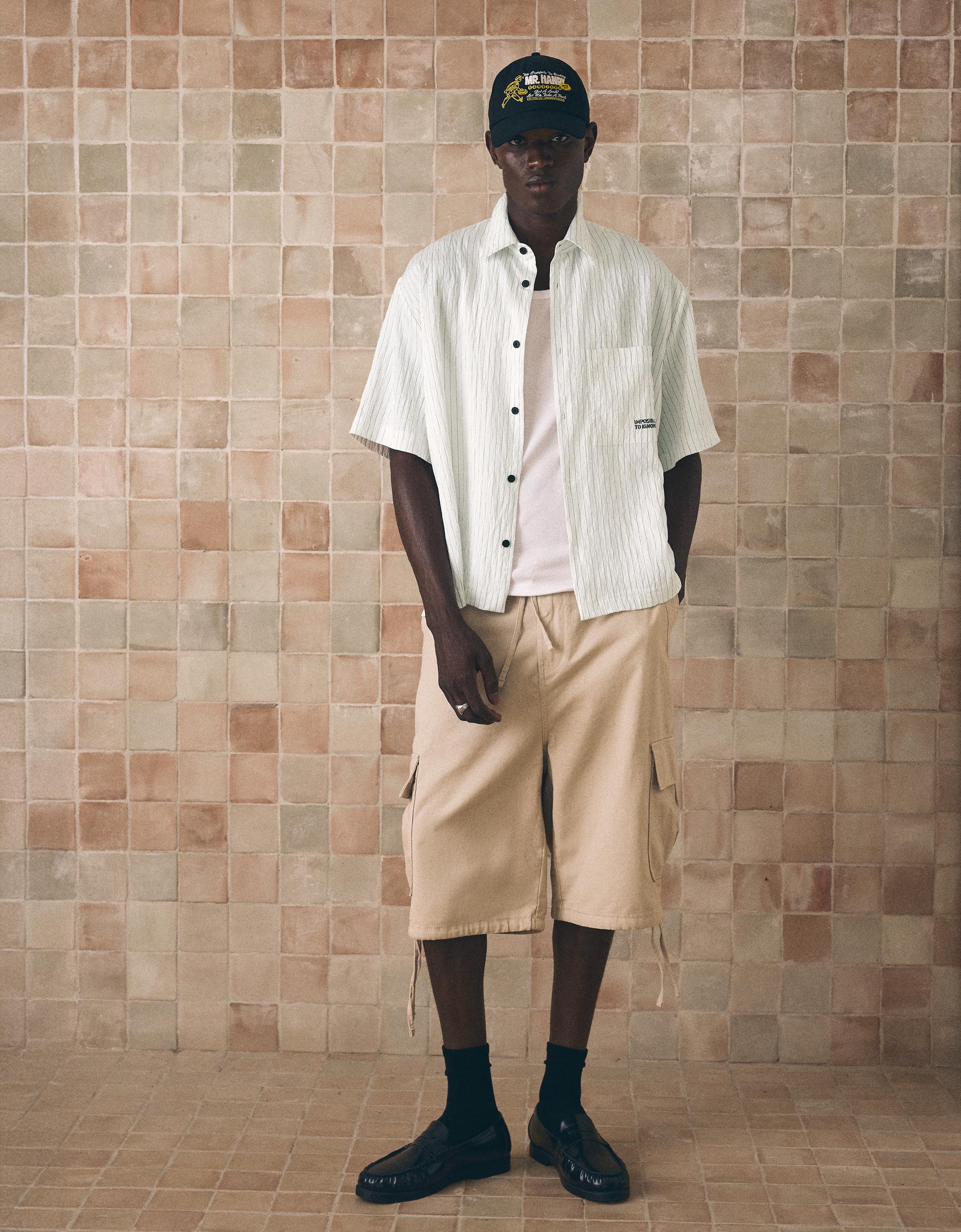 Boxy print short sleeve shirt — White