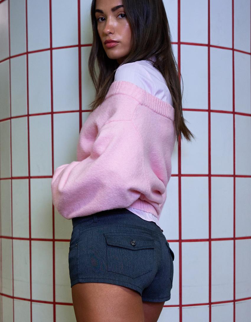 Short mini tailoring-Gris foncé