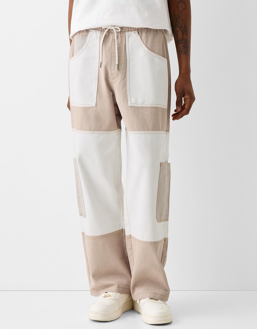 Jeans baggy color block-Cru-1