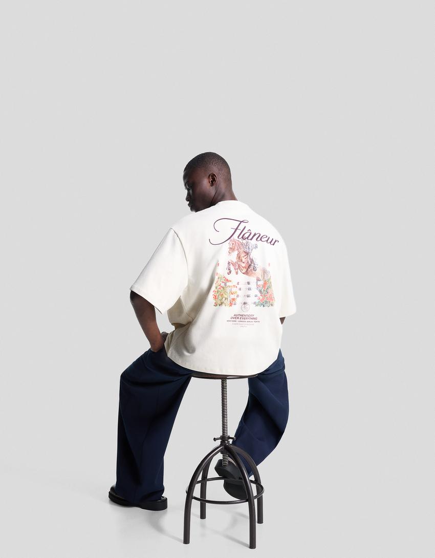 Short sleeve T-shirt with embroidery-Off white