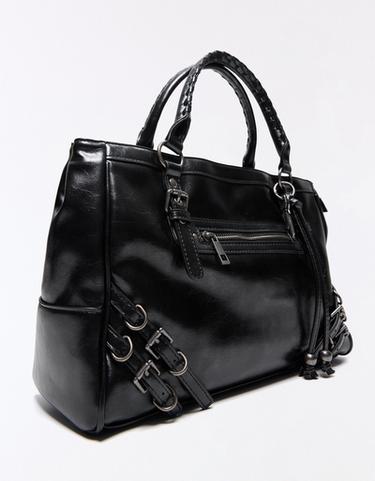 Biker bag with zips and charm — Black 5