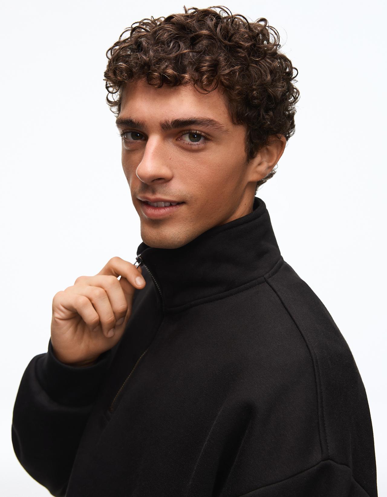Half-length zip sweatshirt — Black