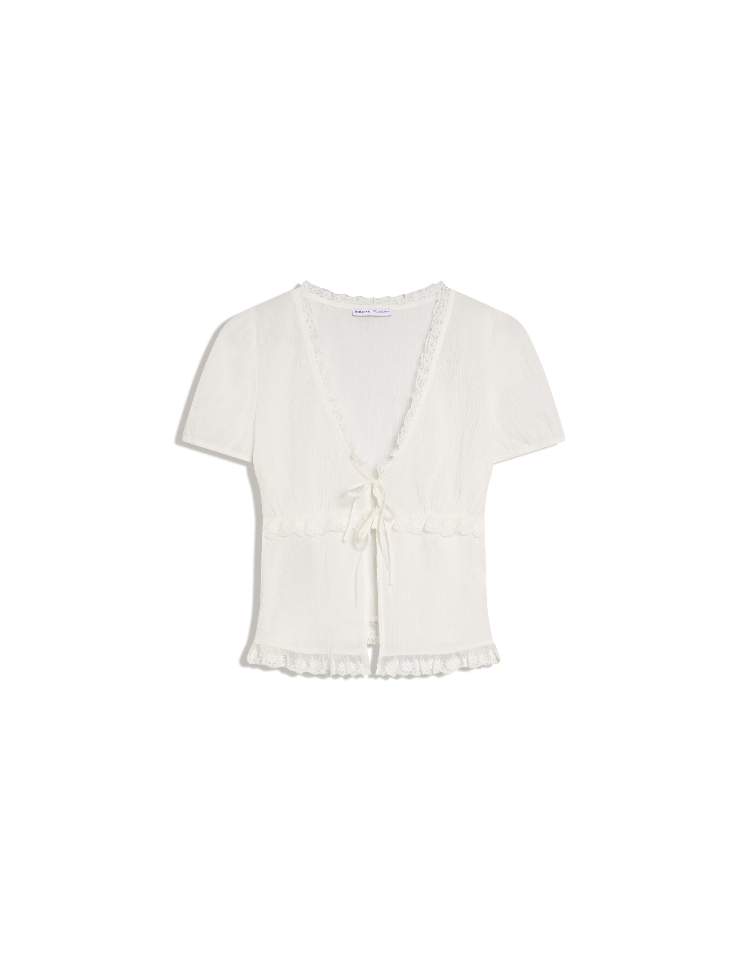 Kısa kollu bağcıklı bluz - Görsel 2