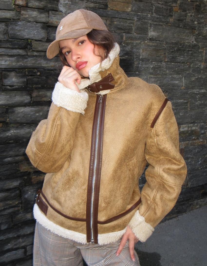 Giubbotto biker double face-Camel