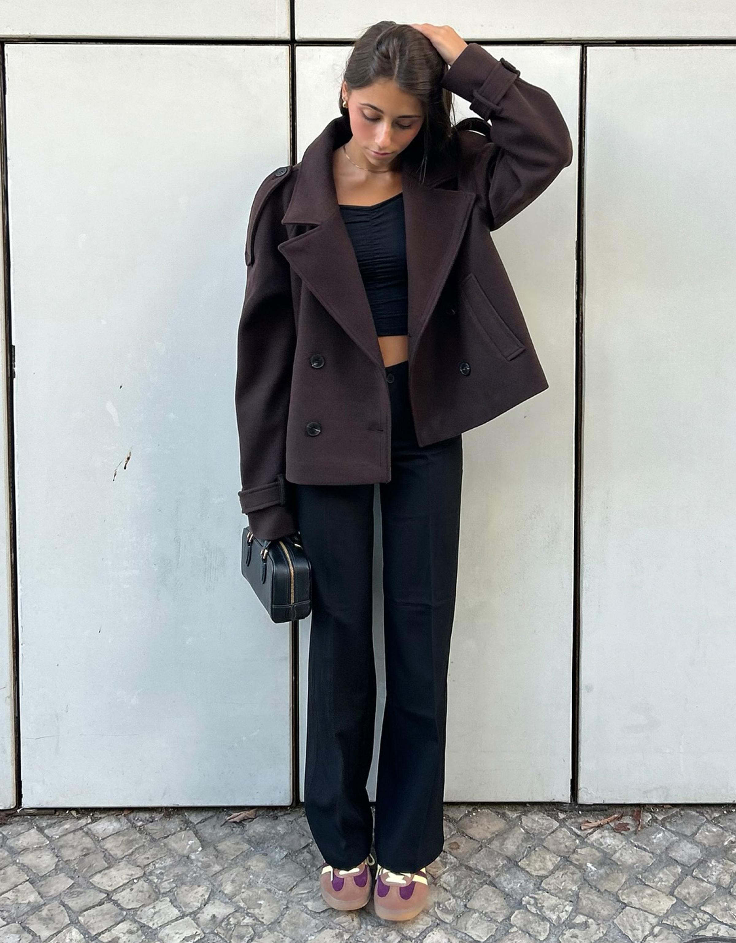 Bershka Weicher Trenchcoat Damen Xxs Braun