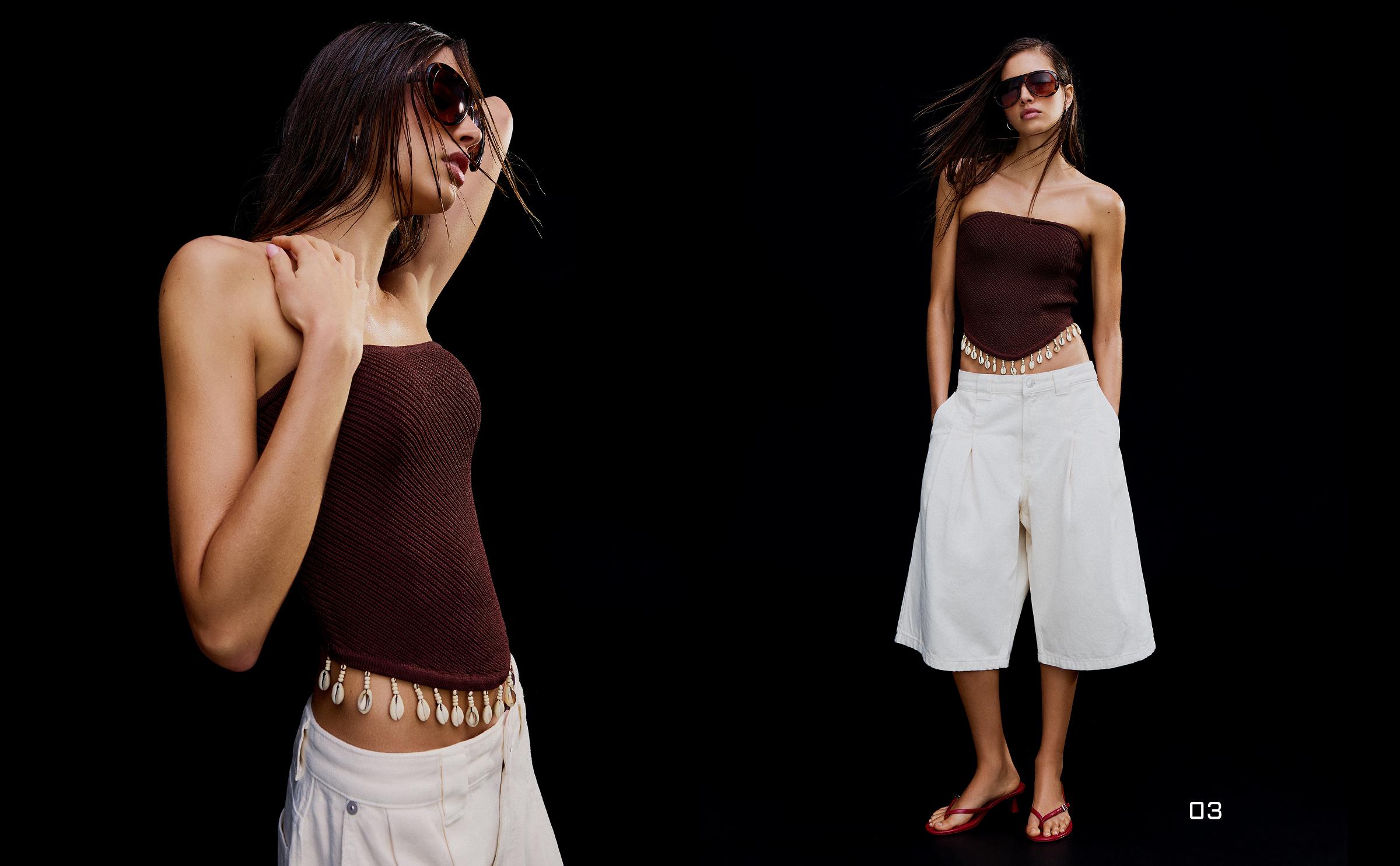 Bandeau top with shells — Burgundy