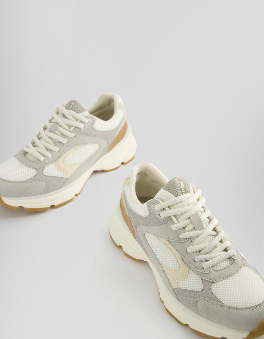 حذاء رياضي بتفاصيل نسيج شبكي-متعدد الألوان-3