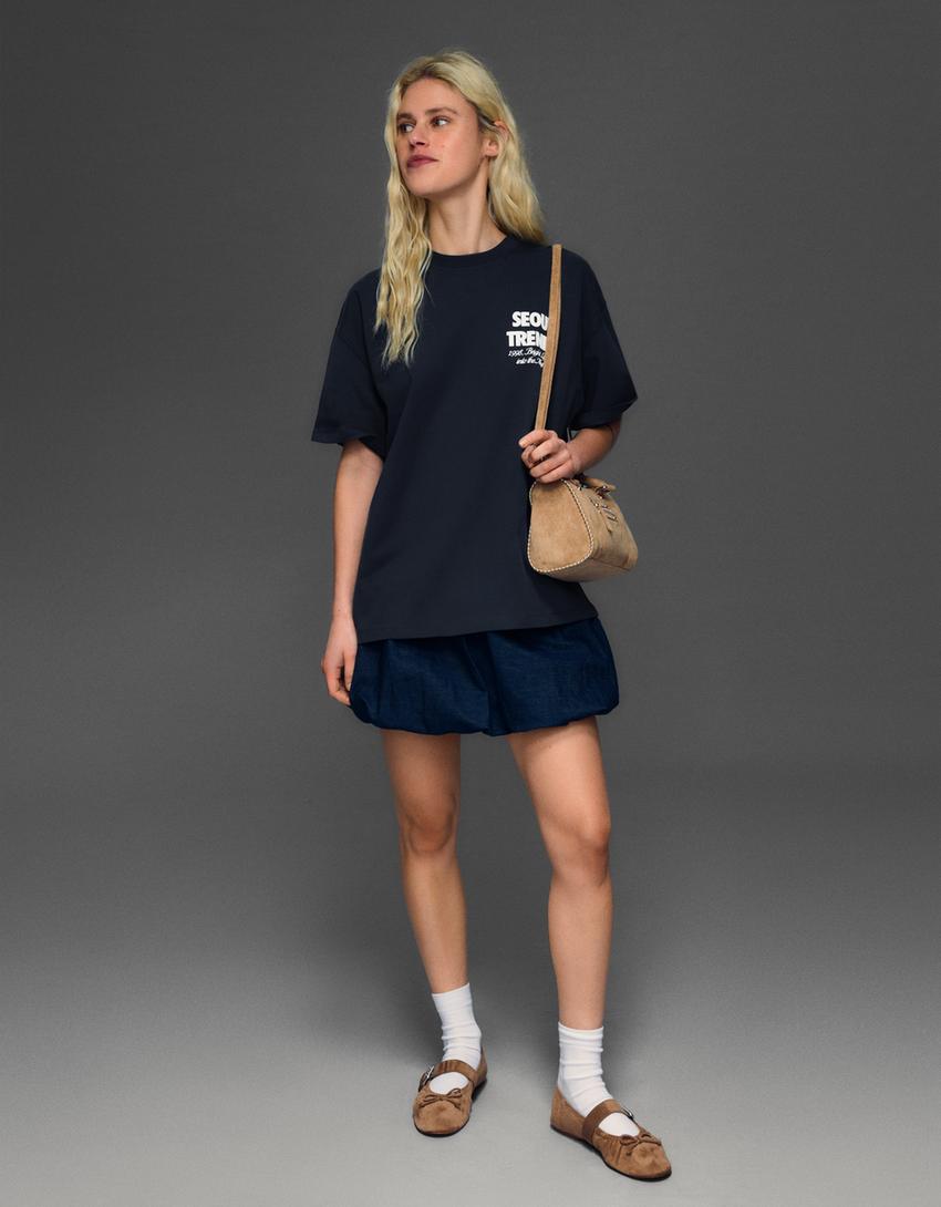 Camiseta manga corta print-Marino