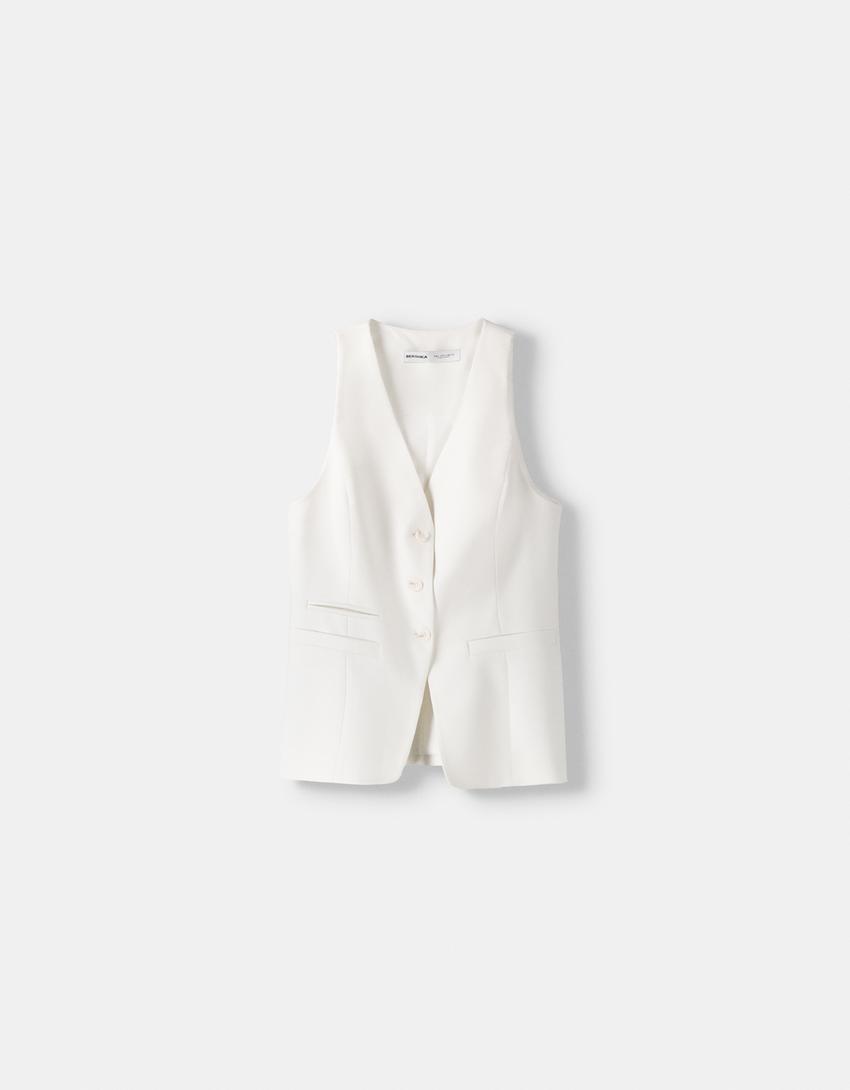 Long buttoned waistcoat-White-5