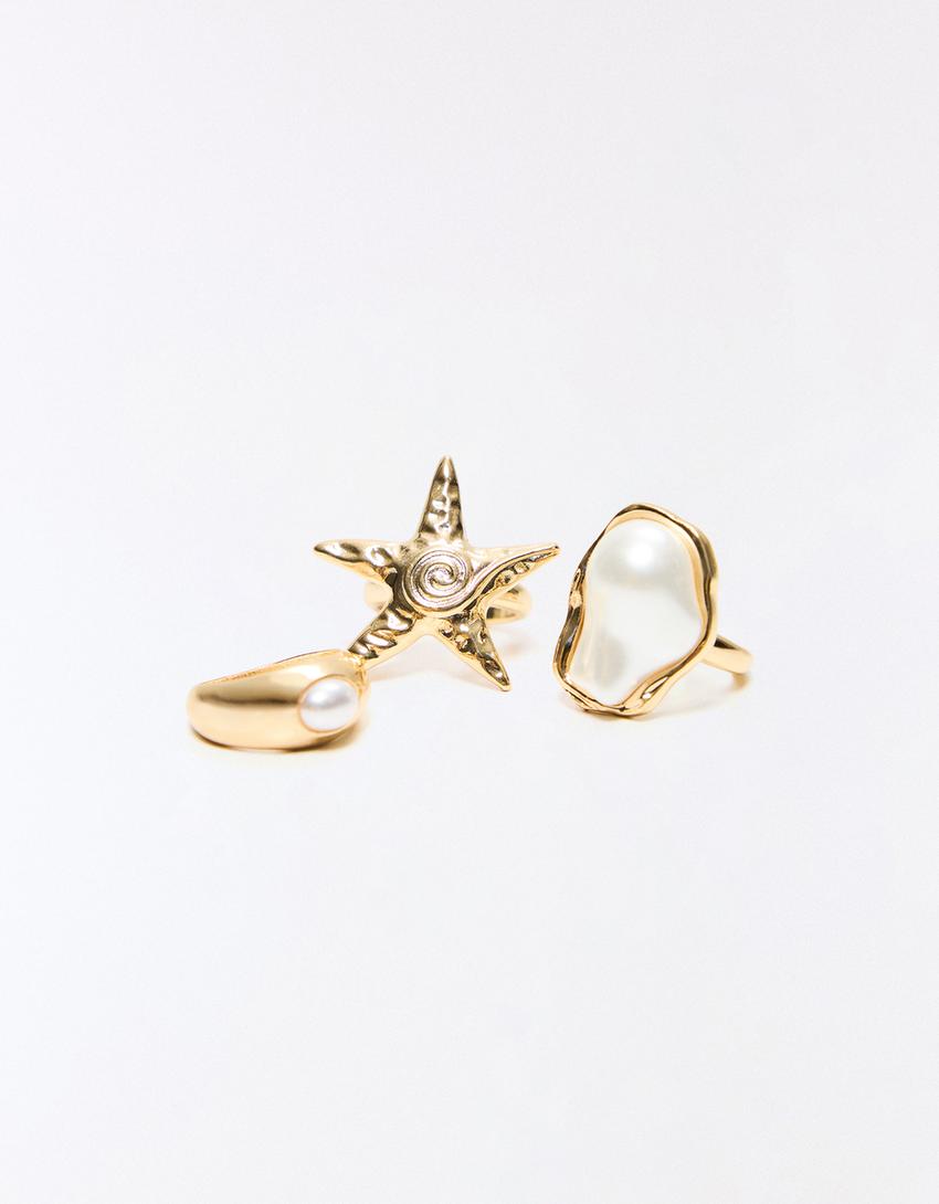 Pack cincin bintang laut-Emas