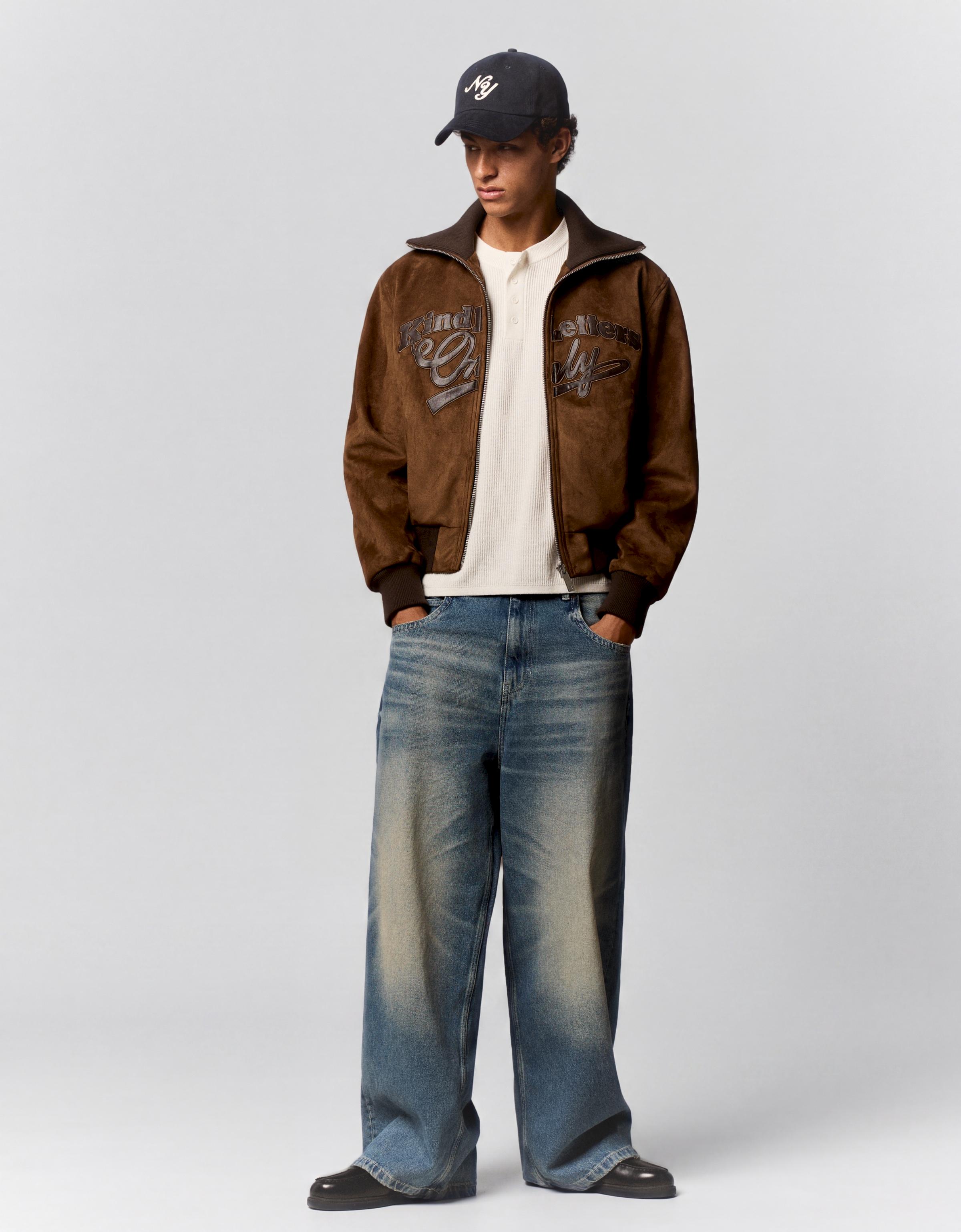 Retro faux suede jacket — Brown