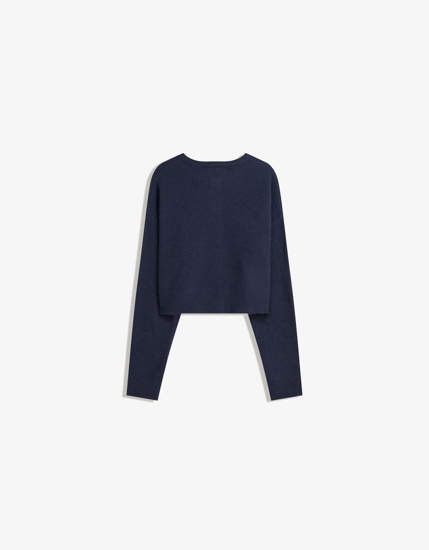Soft touch buttoned cardigan-Blue