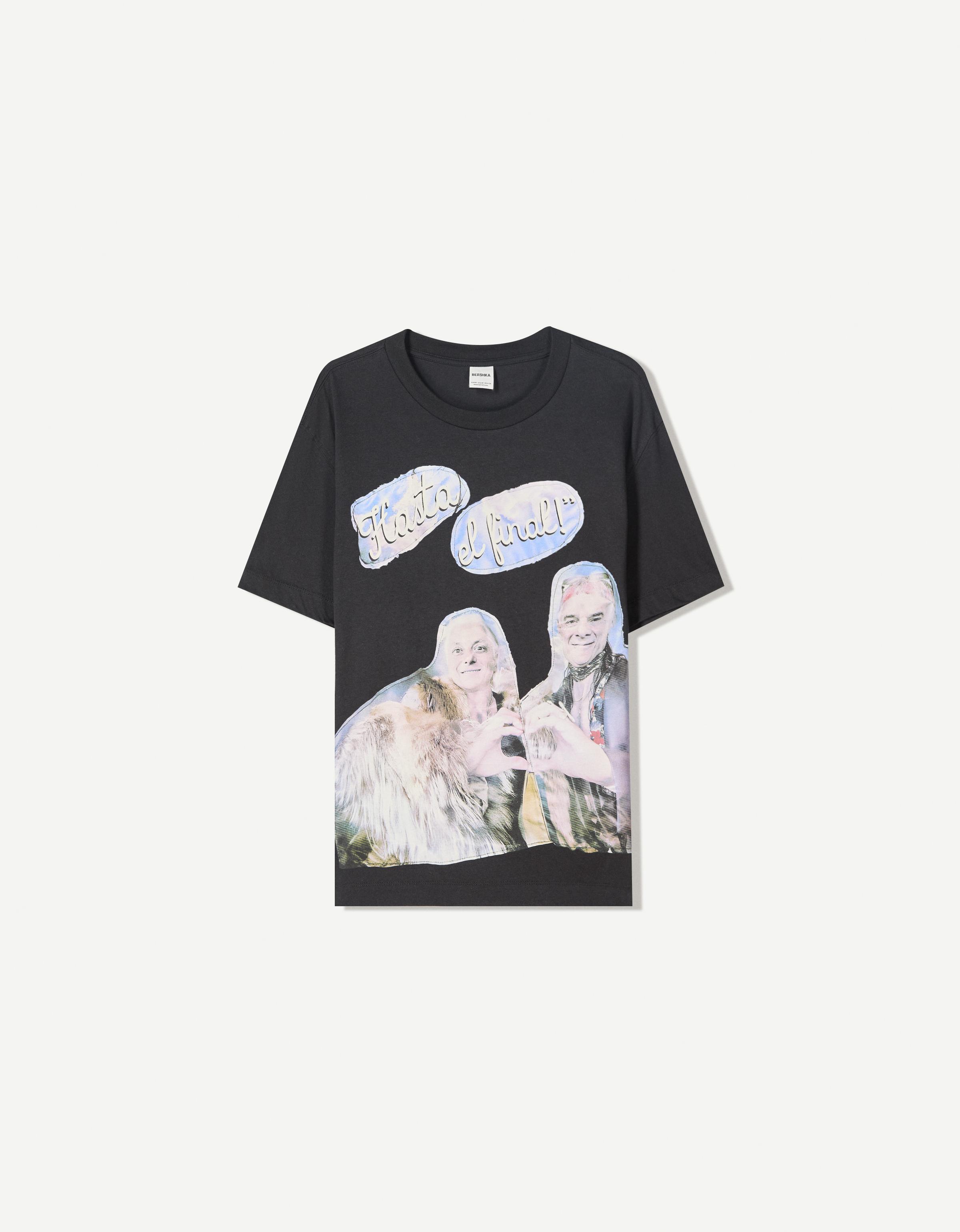 Bershka Ca7riel & Paco Amoroso T-Shirt Mit Kurzen Ärmeln Herren L Schwarz