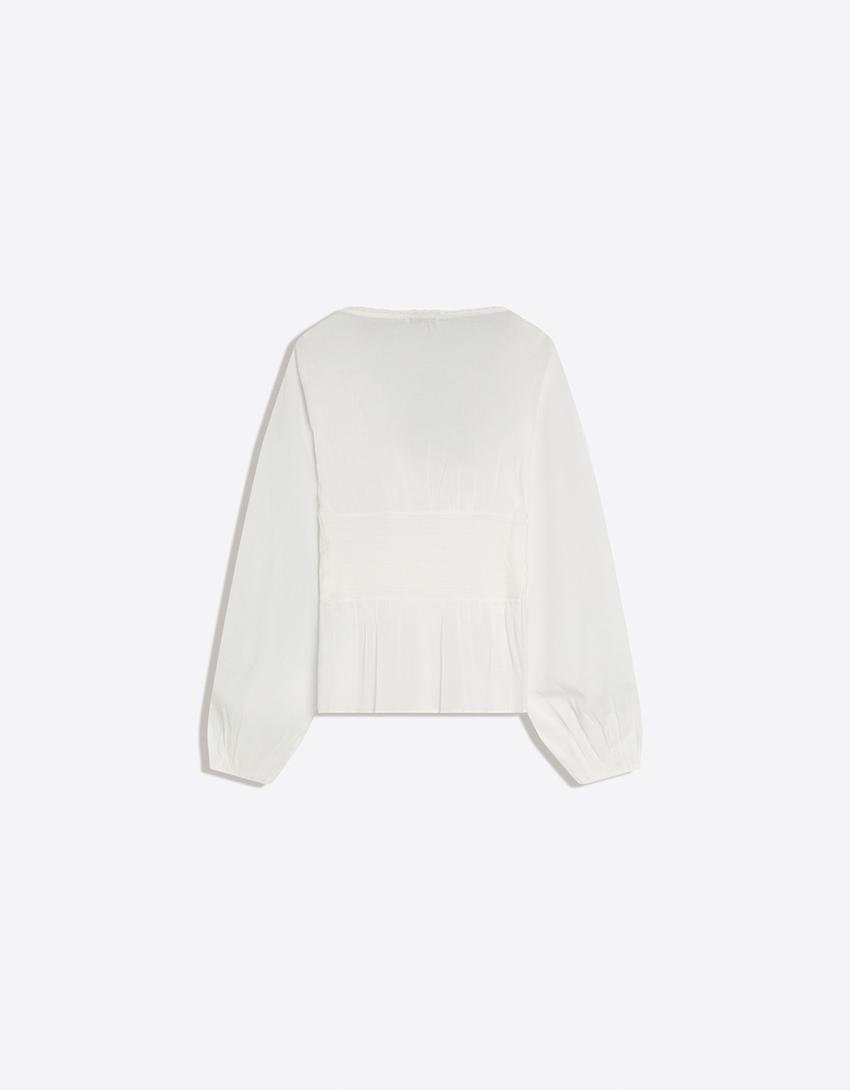 Blouse à boutons-Blanc