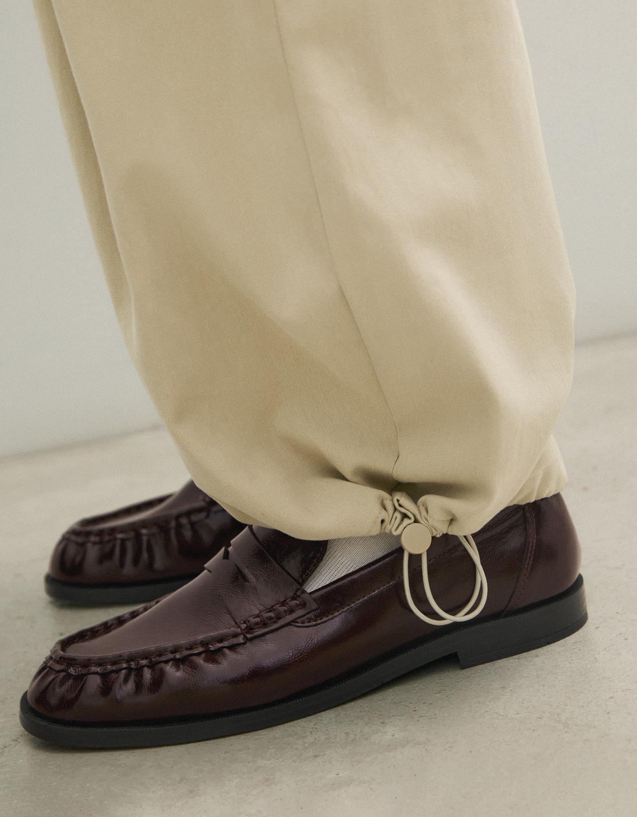 Ruched loafers — Brown
