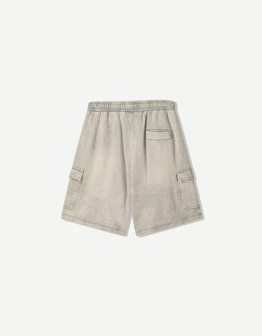 Bermuda felpa cargo-Gris oscuro-4