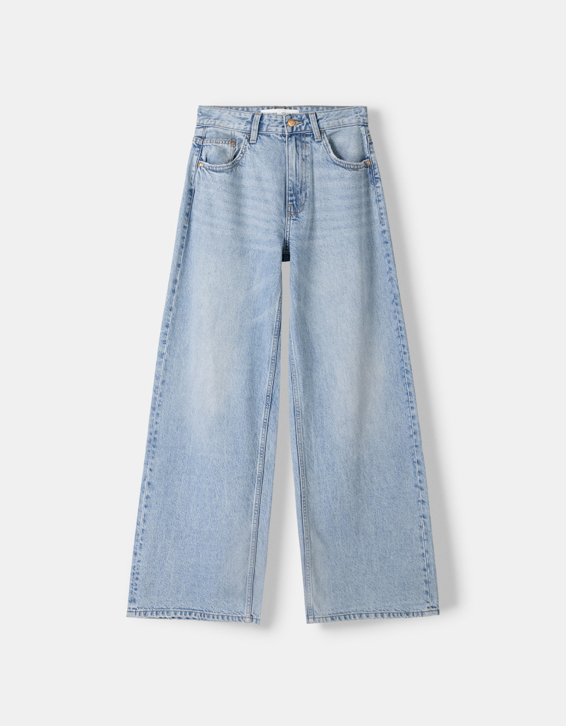 Bershka Orta bel geniş paça jean