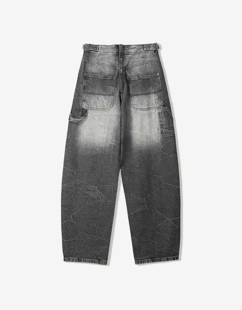 Jeans balloon carpenter ajustable-Negro
