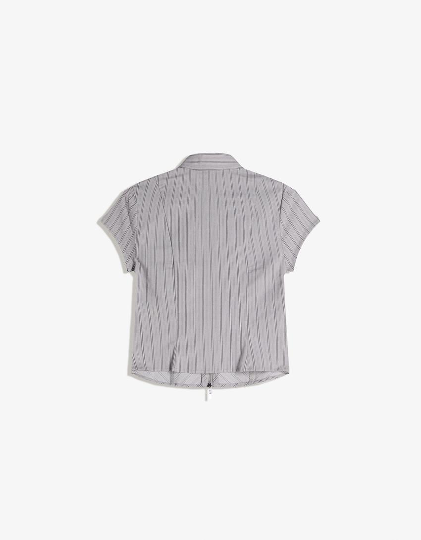 Camicia a maniche corte cerniera-Grigio scuro