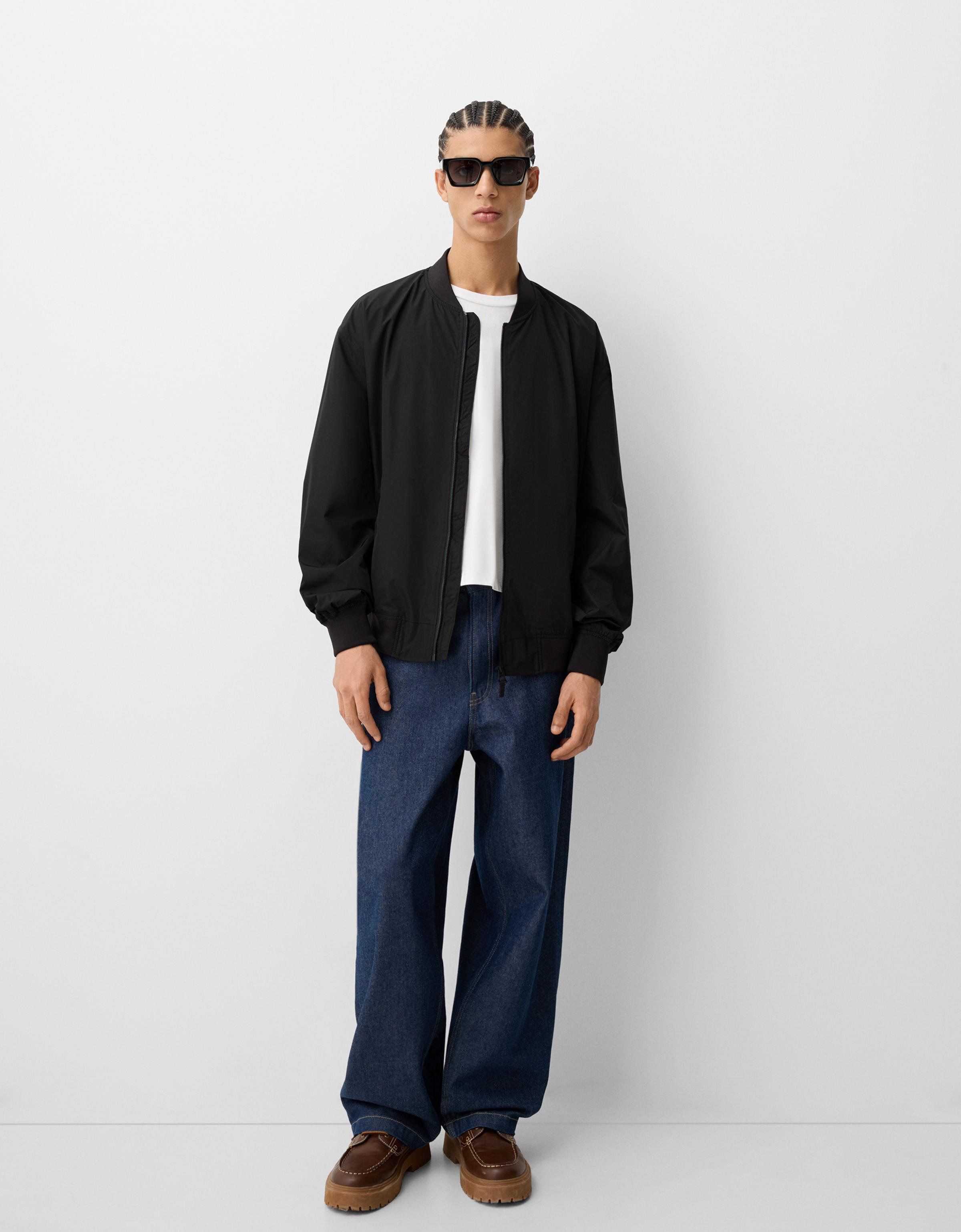 Hafif teknik kumaşlı bomber ceket - Görsel 5