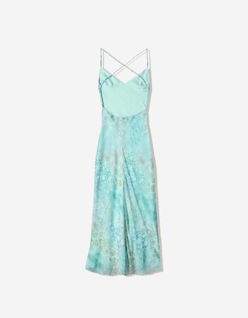 Robe midi imprimée-Vert-5