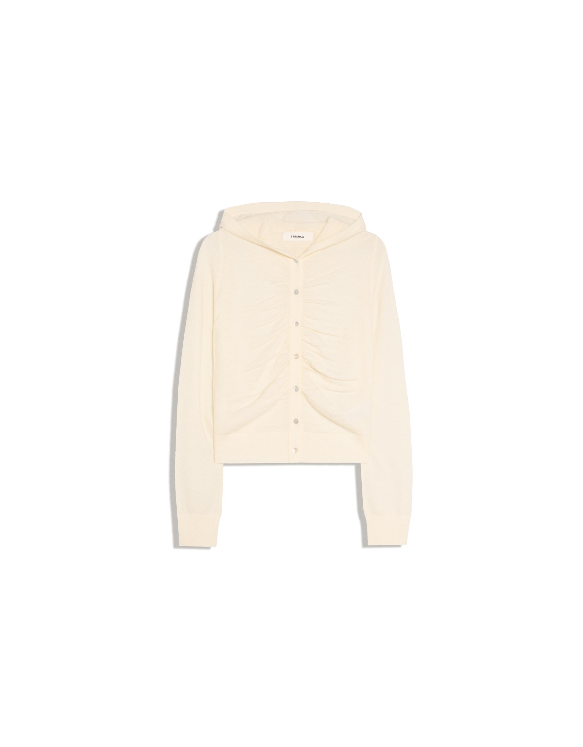 Fine hooded cardigan — Cream