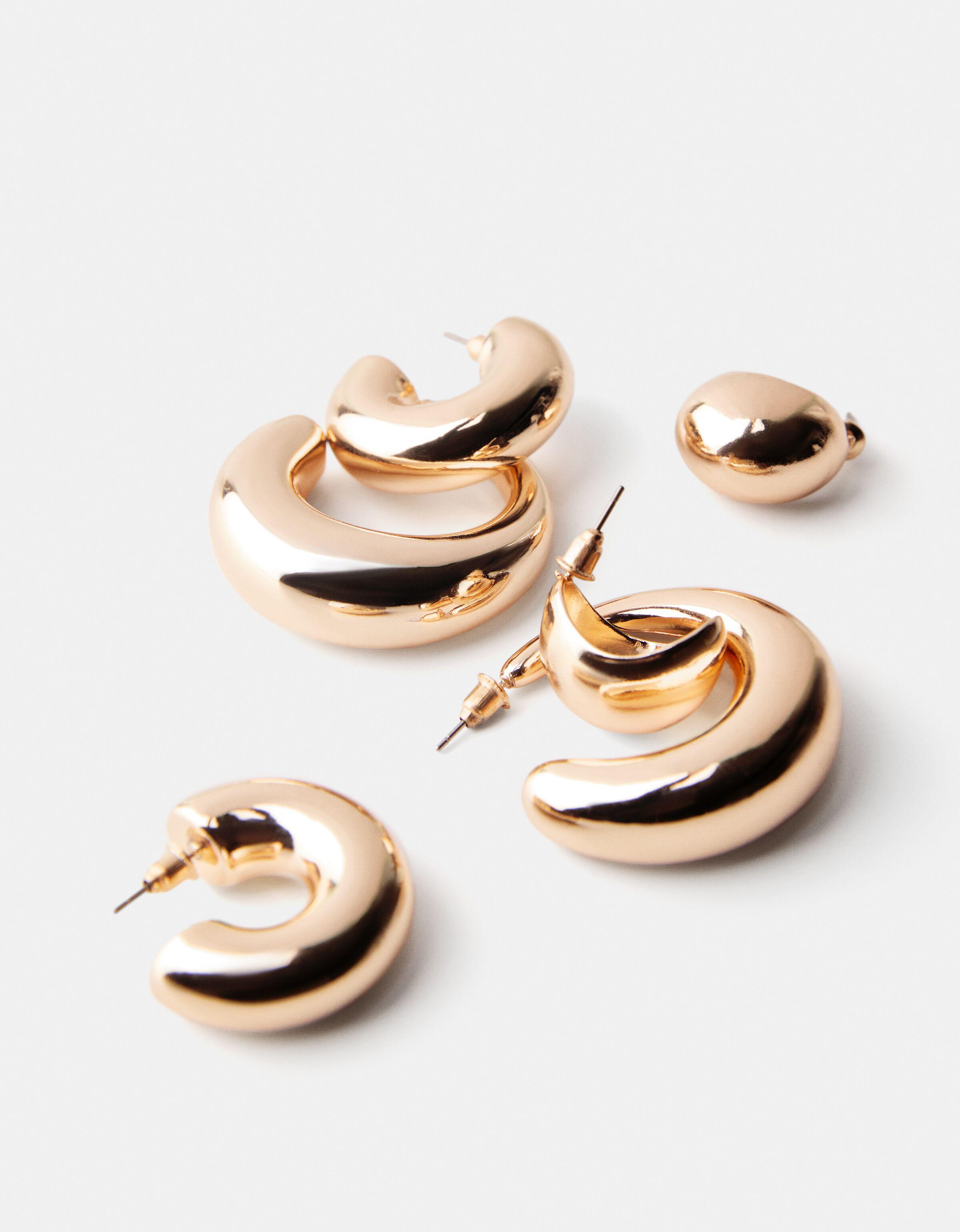 3-pack of chunky hoop earrings - Women | Bershka