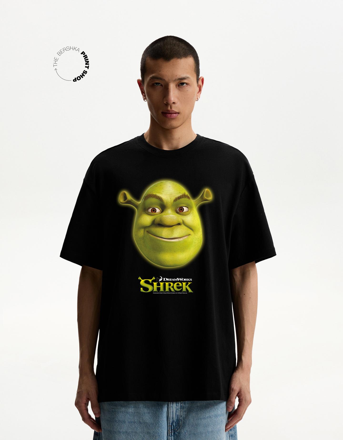 Bershka koszulka shrek z krótkim rękawem czarny