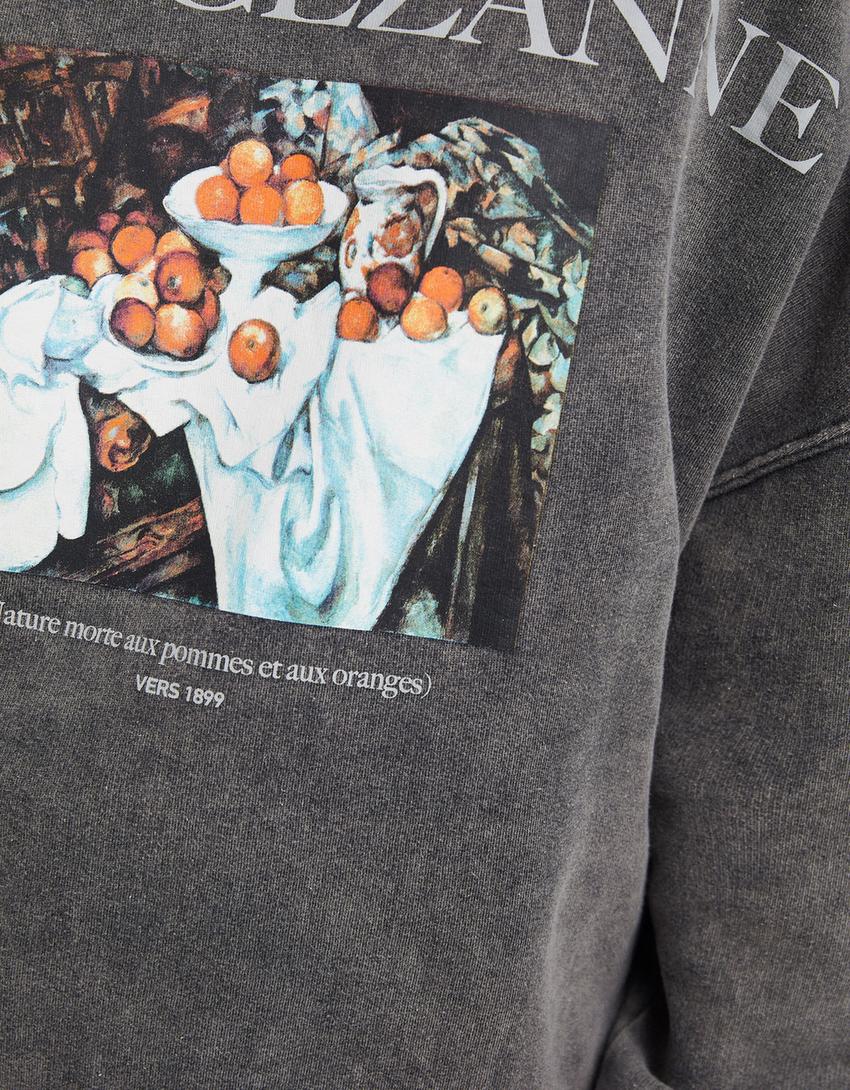 Paul Cézanne faded effect print hoodie-Grey-5