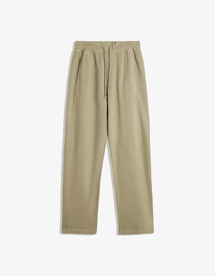 Pantalon piqué effet délavé-Pierre-0