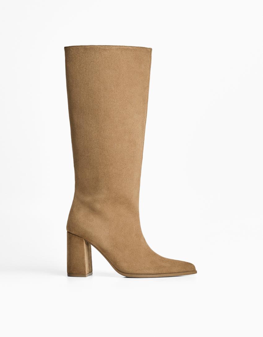 Block heel boots-Brown-0