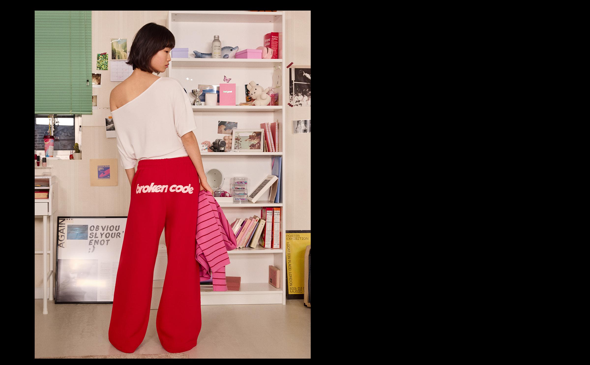 Baskılı geniş paça şardonlu eşofman altı - Görsel 121