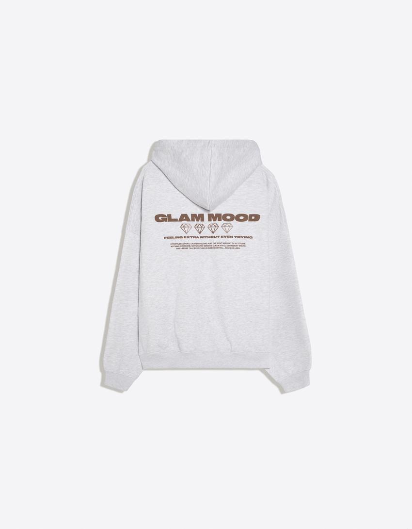 Sudadera capucha oversize print-Gris