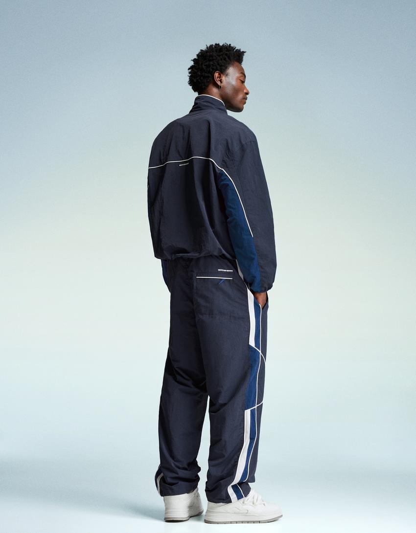 Super baggy technical trousers-Navy-1