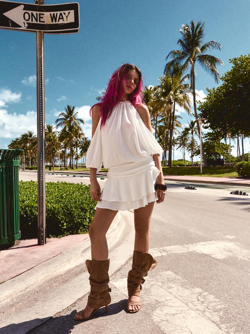 Boho mini elbise-Bej