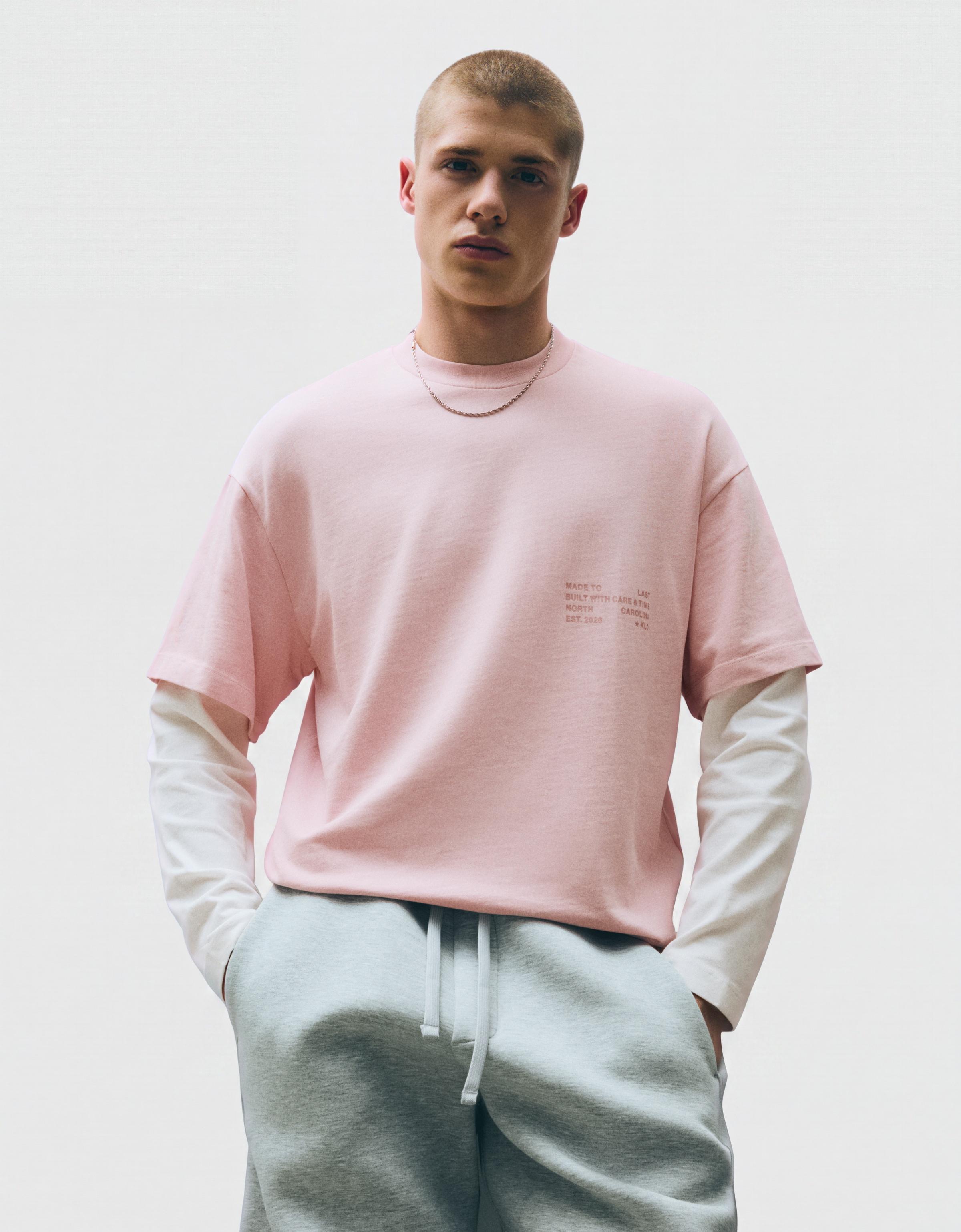 Contrast double-sleeve T-shirt — Pink