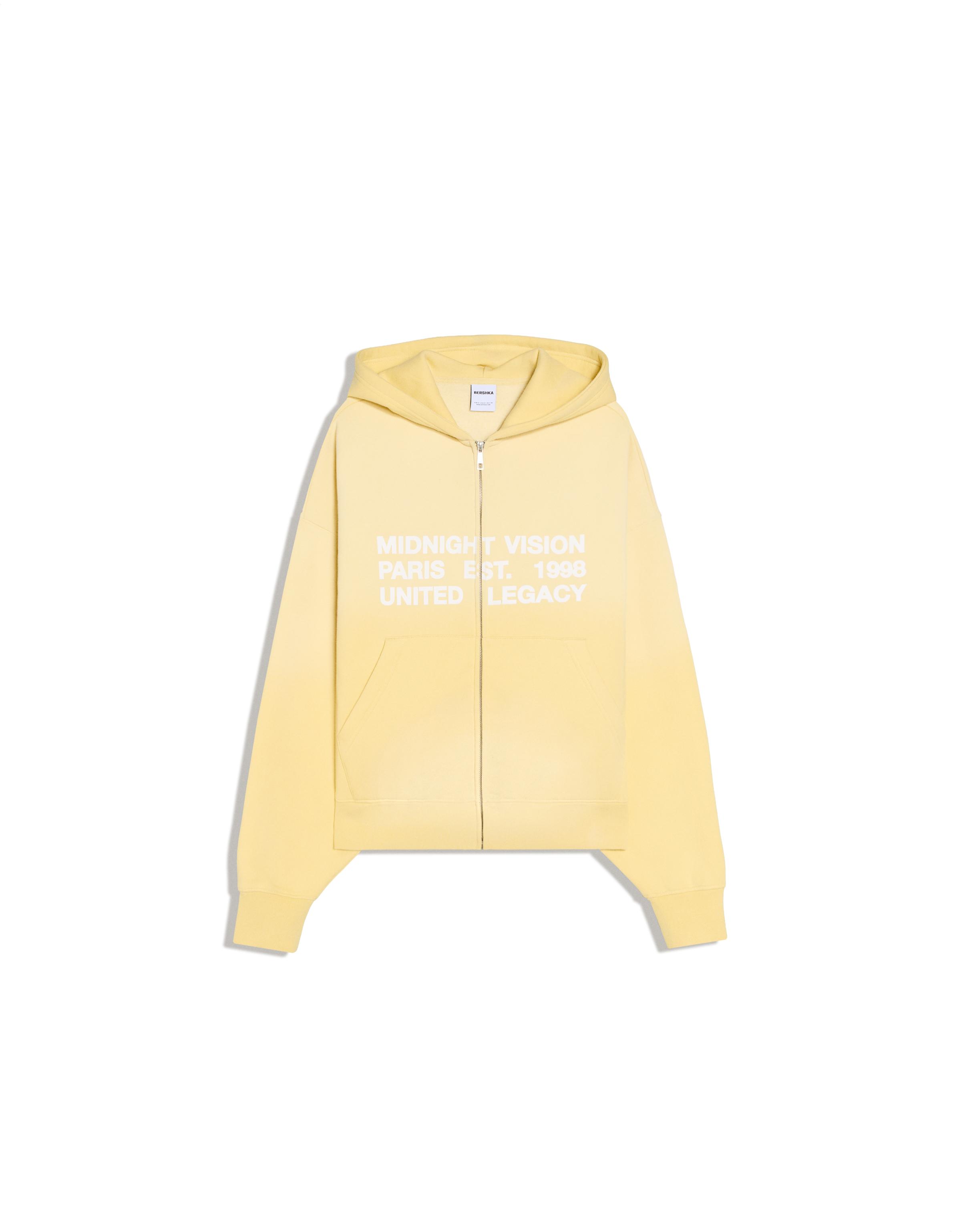 Washed effect print hoodie — Yellow
