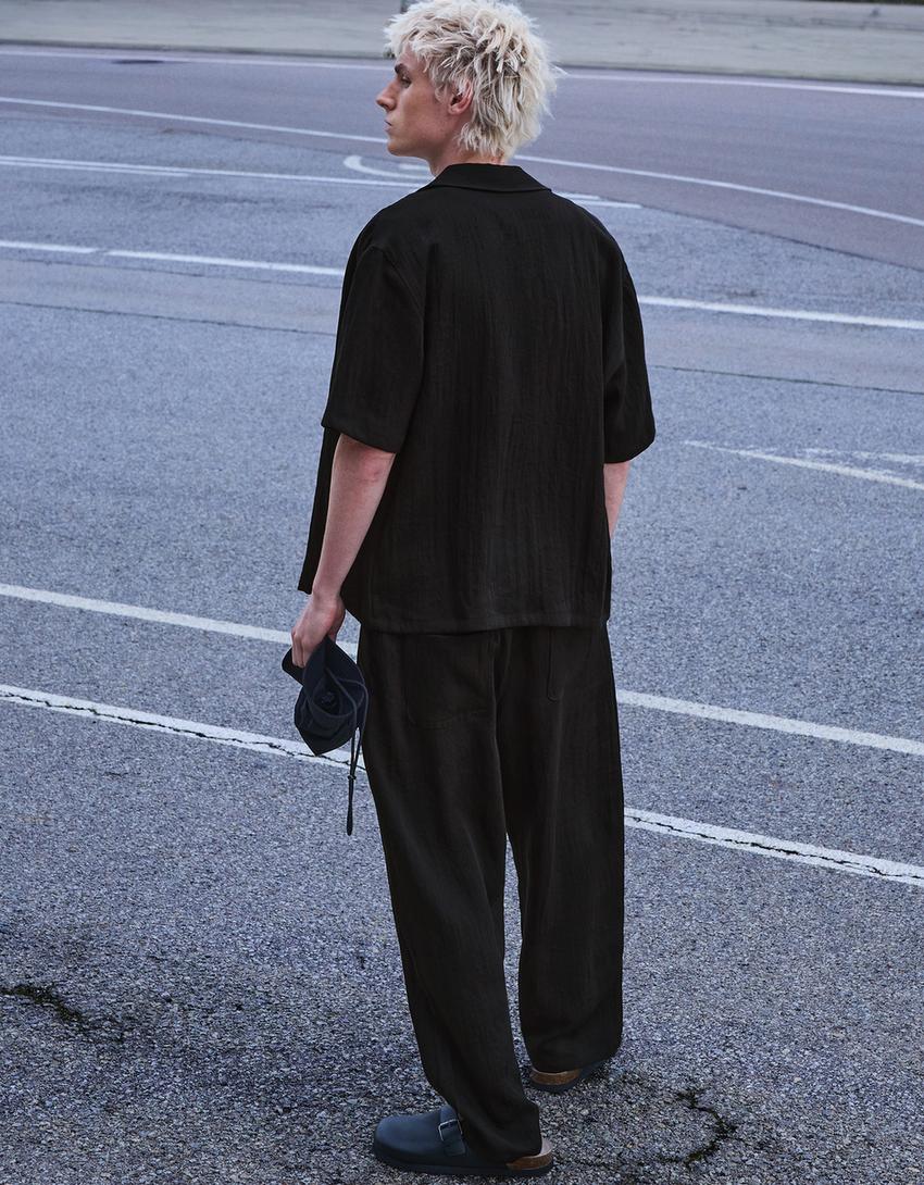 Rustic baggy trousers-Black