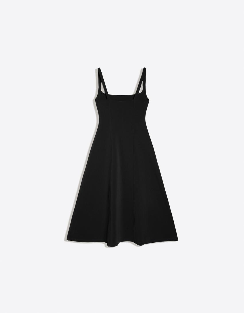 Midi corset dress with straps-Black