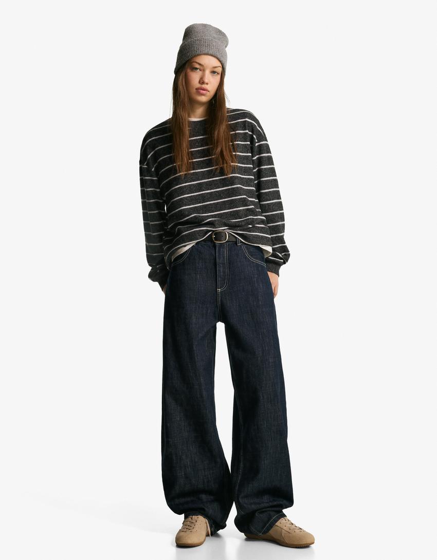 Stripe knit jumper-Grey